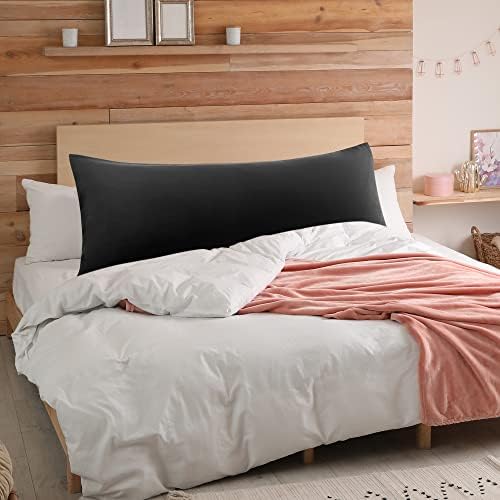 sourcing map Soft Brushed Microfiber Body Pillow Cover with Zipper Closure, Bolster Pillow Cases Long Pillow Cases for Body Pillow Black 20"x60" (5ft)