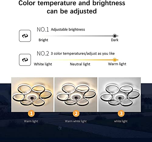 Ventilateur de plafond avec éclairage 3 vitesses ajustable et plafonnier noir variable - 5