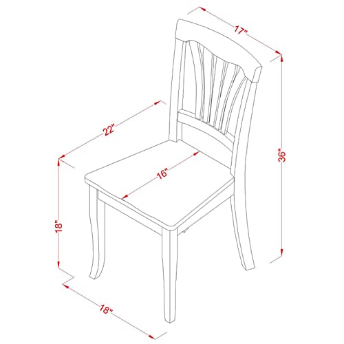 East West Furniture Avon Dining Room Slat Back Wood Seat Chairs, Set Of 2, Oak #TOP2