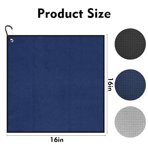 Yaozoon 3 Pack Golf Towels Rag with Carabiner Clip for Golf Bags Men Women,Microfiber Waff - image 2