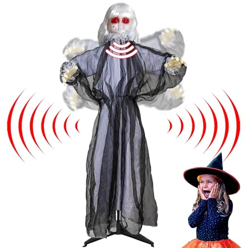 BEABOO Halloween Animatronics Decorations,52 Inch Life Size Animatronics Prop,Sound&Touch-Activated Sensor and Glowing Head, Scary Decor for Home Party Indoor Outside Garden Lawn Grave Yard