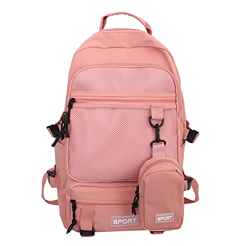 Mochila diaria de gran capacidad para estudiantes universitarios color rosa talla M