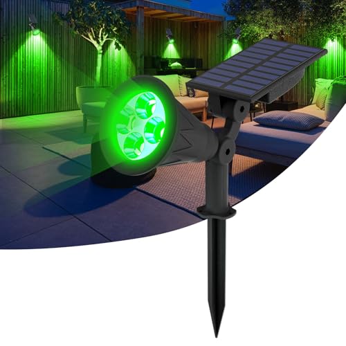 T SUN Foco Solar, Impermeable Luces Solares Exterior, 2 Modos de Iluminación Opcionales, Funciona de 10 Horas, ángulo de 180° Ajustable, Luz de Jardín para Entrada, Entrada, Camino. (Verde)