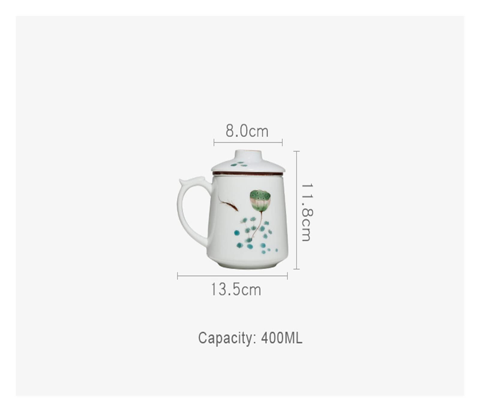 Tazas de té de Loto de cerámica pintadas a Mano de 400 ml, Taza de té de cerámica con infusión de Hojas Sueltas y Tapa para el hogar, Oficina, Cocina