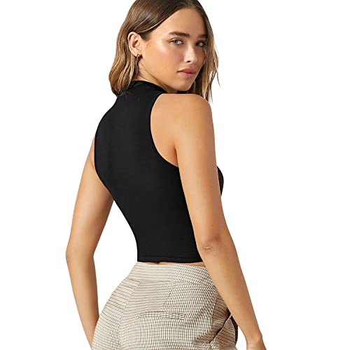Image of Women's Solid Ribbed Crop Tank Top - Stylish Western Sleeveless Top for Girls