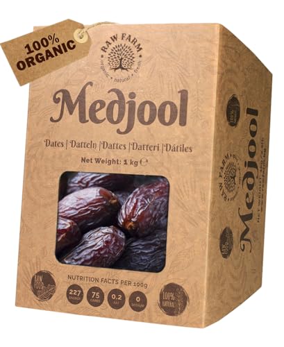 Raw Farm - Bio Frische Medjool Datteln, ausgewählte mittlere Größen 1kg