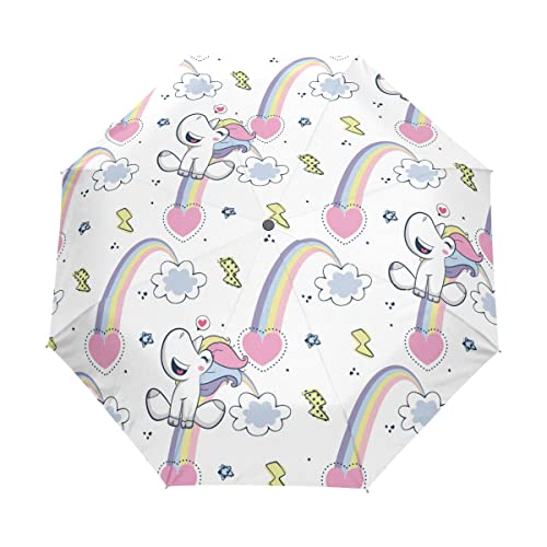 Parapluie licorne pliable automatique coupe-vent pour enfant et femme