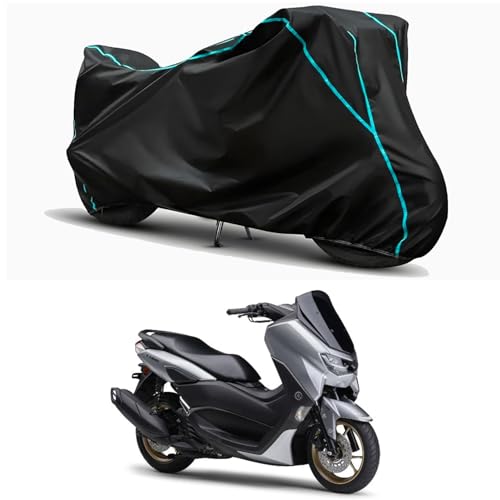 Image of Waterproof Bike Body Cover Compatible for | Yamaha NMax 155 BS6 | Taffeta Fabric, Sky Piping Design, Bottom Elastic Fit | Dustproof, Sun UV & Rain Protection for All Weather.