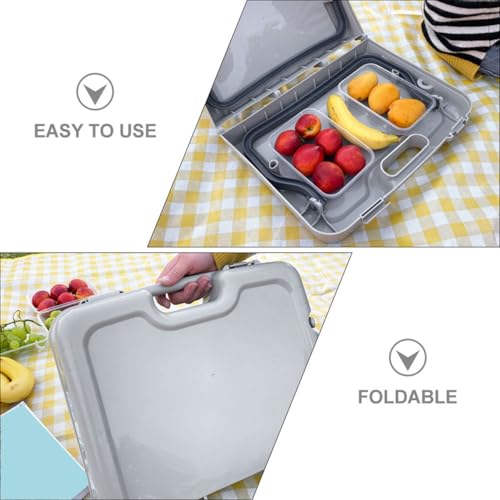 Table de camping pliante en plastique résistant gris clair rigide VICASKY - 7