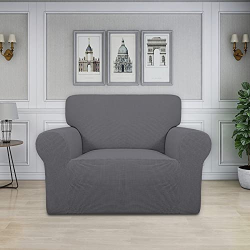 Image of Easy-Going Stretch Oversized Chair Sofa Slipcover 1-Piece Couch Sofa Cover Furniture Protector Soft with Elastic Bottom for Kids Spandex Jacquard Fabric Small Checks Gray