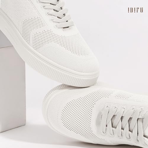 IDIFU Women's Fashion Sneakers Knit Lace Up Mesh Sneakers Ladies Casual Comfortable Dressy Trendy Tennis Shoes Spring Business Walking Work Office Travel Low Top Slide Slip On Flat Sneakers Shoes4
