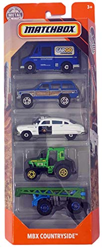Matchbox MBX Countryside 5 Pack Jeep Tractor Policía Cargo