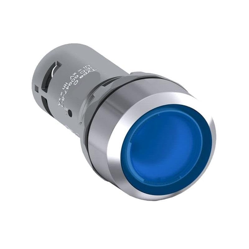 Bouton-poussoir lumineux à tête plate avec anneau métallique CP1-31L-10 robuste