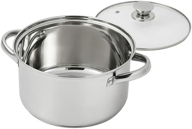 Miniatura 3 de Juego de utensilios de cocina de acero inoxidable de 10 piezas, ollas y sartenes de grado con tapas de vidrio, asas que se mantienen frescas,