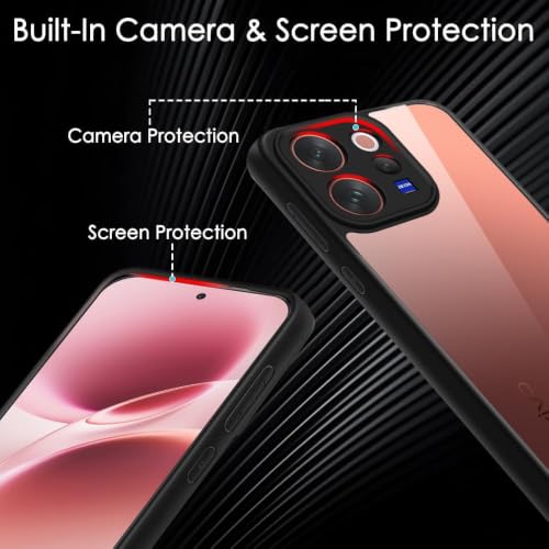 Image of VONZEE Clear Back Case Cover for Vivo V70 5G | Shockproof Design | Hard Back Cover Case for Vivo V70 5G (PC & TPU, Black)