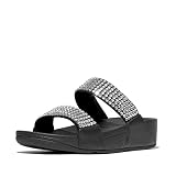 Fitflop Lulu Maxi-crystal - Sandalias de dos barras para mujer, Black, 39 EU