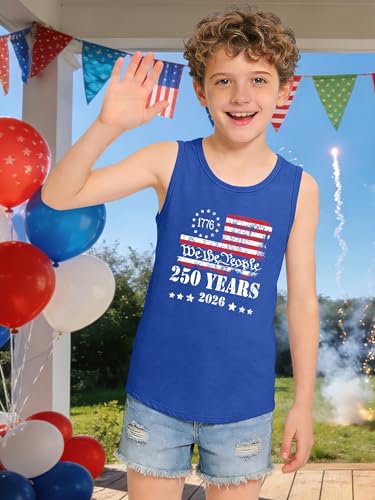 Image of CAZYCHILD Girls American Flag Tank Tops Boys 4th of July Shirts USA Summer Sleeveless Tee Independence Day Outfit 5-14y