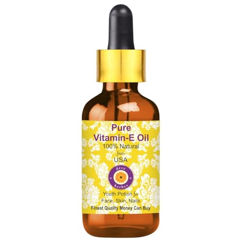 Huile de vitamine E naturelle Deve Herbes 100ml compte-gouttes verre soin corps et visage