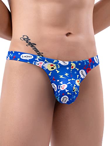 iKingsky Men's Printed Thong Underwear Low Rise Bulge Thong Sexy T-back Under Panties for Men2