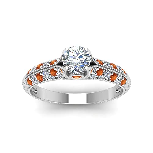 Image of Choose Your Gemstone 2 Row Milgrain Diamond CZ Ring 925 Sterling Silver Round Shape Vintage Engagement Rings Matching Jewelry Wedding Jewelry Easy to Wear Gifts US Size 4 to 12