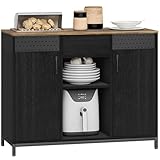 HOMCOM Aparador de 2 Puertas con Tablero Colgante, Aparador para Salón con Cajón, Compartimentos Abiertos, Estantes Ajustables, para Cocina, Entrada, Oficina, Negro, 100x40x80 cm