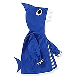 Toddler Baby Boy Girl Shark Raincoat Cute Cartoon Hoodie Zipper Coat Outfit (Blue, 3T)