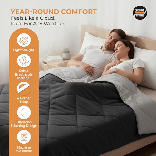 Image of CareFoam Premium AC Comforter Reversible 220 GSM Microfiber Soft| All-Season Thermal Quilt | Lightweight & Fluffy AC Blanket for Cozy Warmth | Single Bed 60 x 90 | Black & Grey