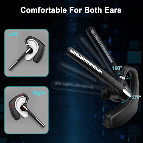 Gixxted Bluetooth Headset, V5.1 Wireless Headset With Noise Canceling Microphone, 110 Hours Work Time Bluetooth Earpiece With 500Mah Battery, Compatible With Cell Phones And Pc #TOP4