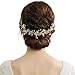 BABEYOND Crystal Wedding Headpiece Hair Vine Bridal Headband Bridesmaid Hairband Crystal Floral Leaf Forehead Band with Lace Ribbon Gold