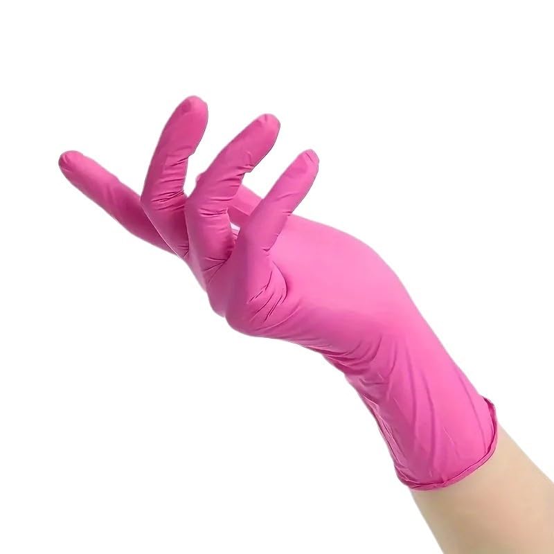 100/50/20 szt. Różowe jednorazowe rękawiczki nitrylowe do sprzątania w domu, kuchni i salonów kosmetycznych(100PCS Pink,M)