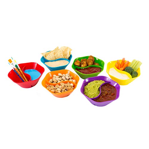 Jarratt Industries Double Dipper Bowls Dishwasher and Microwave Safe, Set of 6, Made