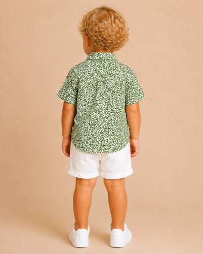Image of A.T.U.N. (ALL THINGS UBER NICE) Boys 100% Cotton Printed Shirt | Half Sleeve Smart Casual Shirt for Kids | Soft Breathable Button Placket Top