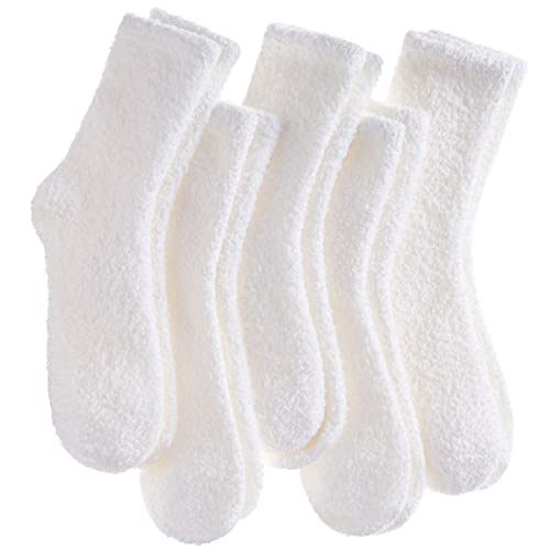 Image of CHOWISH Womens Fuzzy Slipper Socks Super Soft Microfiber Fluffy Cozy Winter Warm Fuzzy Crew Socks