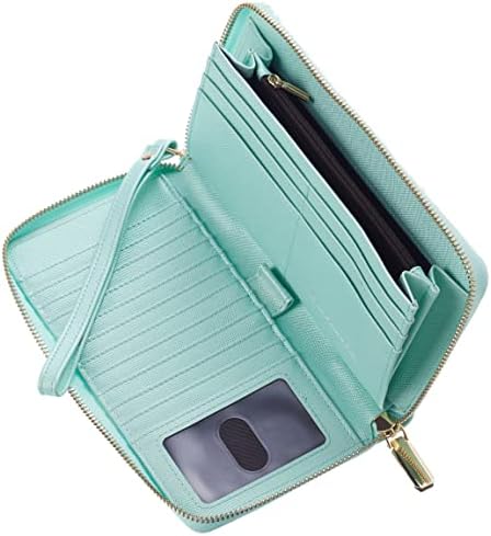 Chelmon Large Capacity Womens Wallet Leather RFID Blocking Purse Credit Card Clutch(CH Greenery Gold)