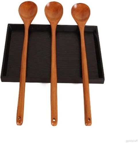 Miniatura 6 de Cuchara de madera, cuchara grande de mango largo, cuchara de sopa, arroz, postre, utensilios de cocina, cubiertos para niños, cuchara de té de