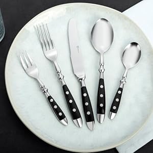 GRAWE cutlery set for 6 persons made of stainless steel Heavy Rustic Table cutlery set 30 pieces Forged cutlery with black handles Nuremberg series