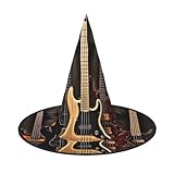 asbwuo (Guitarra, bajo, instrumentos musicales) Sombrero plegable estampado para Halloween, disfraz festivo, cosplay, fiesta, sombreros de bruja