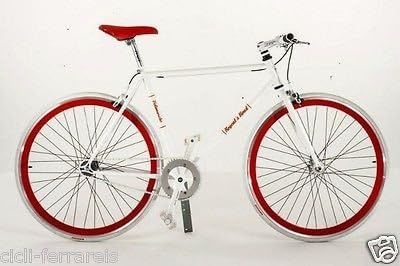FIXED BIKE SINGLE SPEED BICI SINGLE SPEED BICI SCATTO FISSO 1 V bianca e  rosso.. : Sport e tempo libero
