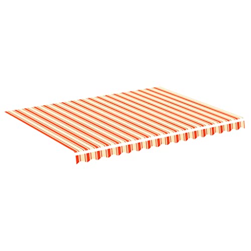 vidaXL Markisenbespannung Wasserabweisend Markisestoff Markisentuch Ersatzstoff mit Volant Markisevolant für Markise Gelb Orange 4x3m