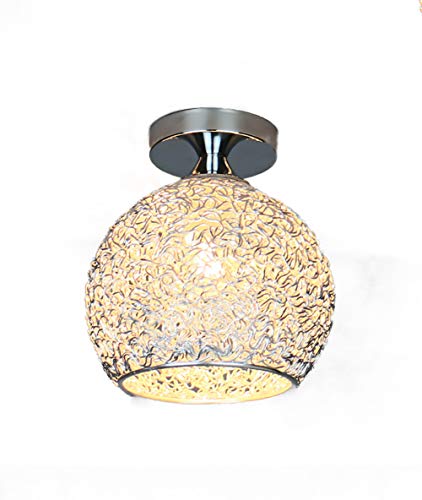 Preisvergleich Produktbild Deckenleuchte Pendelleuchte - LED E27 Lampenschirm Zuhause Wohnzimmer Halb Spülen Montieren(Keine Lichtquelle) Silber