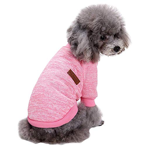 Image of Pet Dog Classic Knitwear Sweater Warm Winter Puppy Pet Coat Soft Sweater Clothing for Small Dogs (M, Pink)