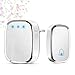 Timbre Inalámbrico para Puerta, GeeTok Timbre Inalámbrico Exterior Impermeable con 1 Transmisor y 1 Receptore, Alcance a 300 M, 4 Volumen Ajustable, 36 Melodías y Indicador LED - Blanco