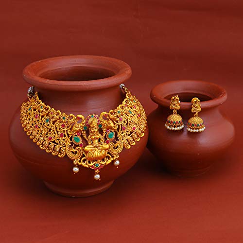 Goddess Laxmi Choker Necklace Set (SKR61671)