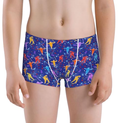 Boys' Cotton Boxer Brief Soft Underwear-Ice Hockey Players With Puck - Main Image