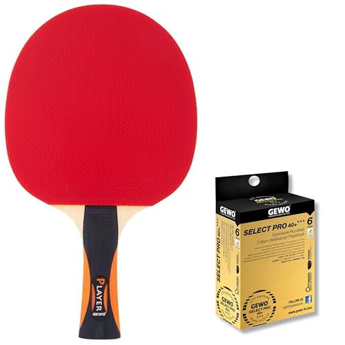 GEWO Tischtennisschläger Player - ITTF genehmigter Tischtennis Schläger - hohe Kontrolle und maximale Rotationseigenschaften - Profi Tischtennisschläger für Angriffspieler, 2mm Belag