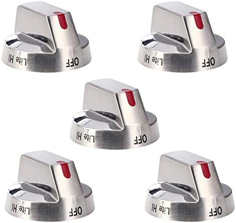 [Upgraded] DG64-00473A Top Burner Control Dial Knob Range Oven Replacement Stainless Steel Compatible with Samsung Range Oven Gas Stove Knob NX58F5700WS NX58H5600SS NX58H5650WS NX58J7750SS (5pcs)