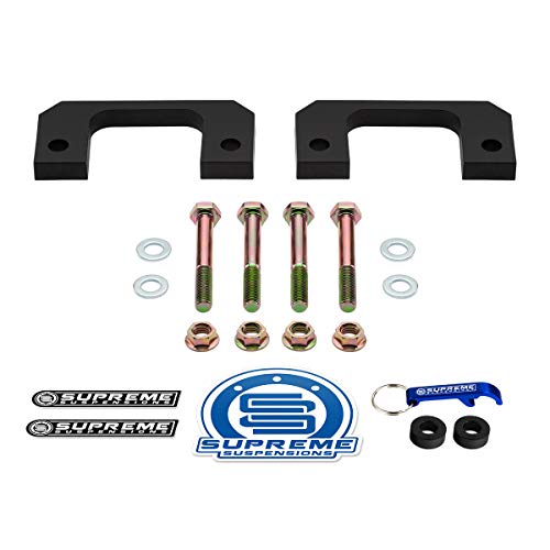 Supreme Suspensions - 2.5" Lowering Kit for 2007-2022 Chevrolet Silverado 1500 and GMC Sierra 1500 [6-Lug] High-Density Delrin Front Bottom Strut Spacers 2WD 4WD (Black)