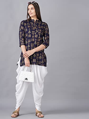 Image of Women Rayon Straight Golden Foil Printed Kurta with Palazzo || Kurti with Palazzo Set for Casual Party & Festival Wear in Round Neck with 3 /4 Sleeve for Girls