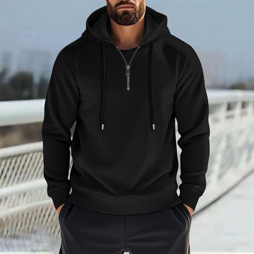 Quarter Zip Hoodie Men Outdoor Tactical Cargo Oversized Apparel Lightweight Hoodie with Pocket Big and Tall2