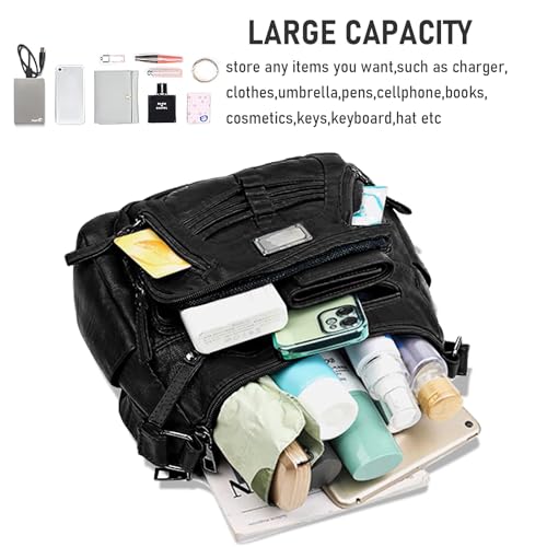 Image of WITERY Crossboby Bag for Women - Soft PU Leather Multi-Pocket Shoulder Bag Handbag with Adjustable Strap